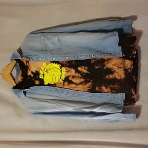 OOAK Dead Tired Opossum t-shirt original art vinyl graphic bleach tie-dye black